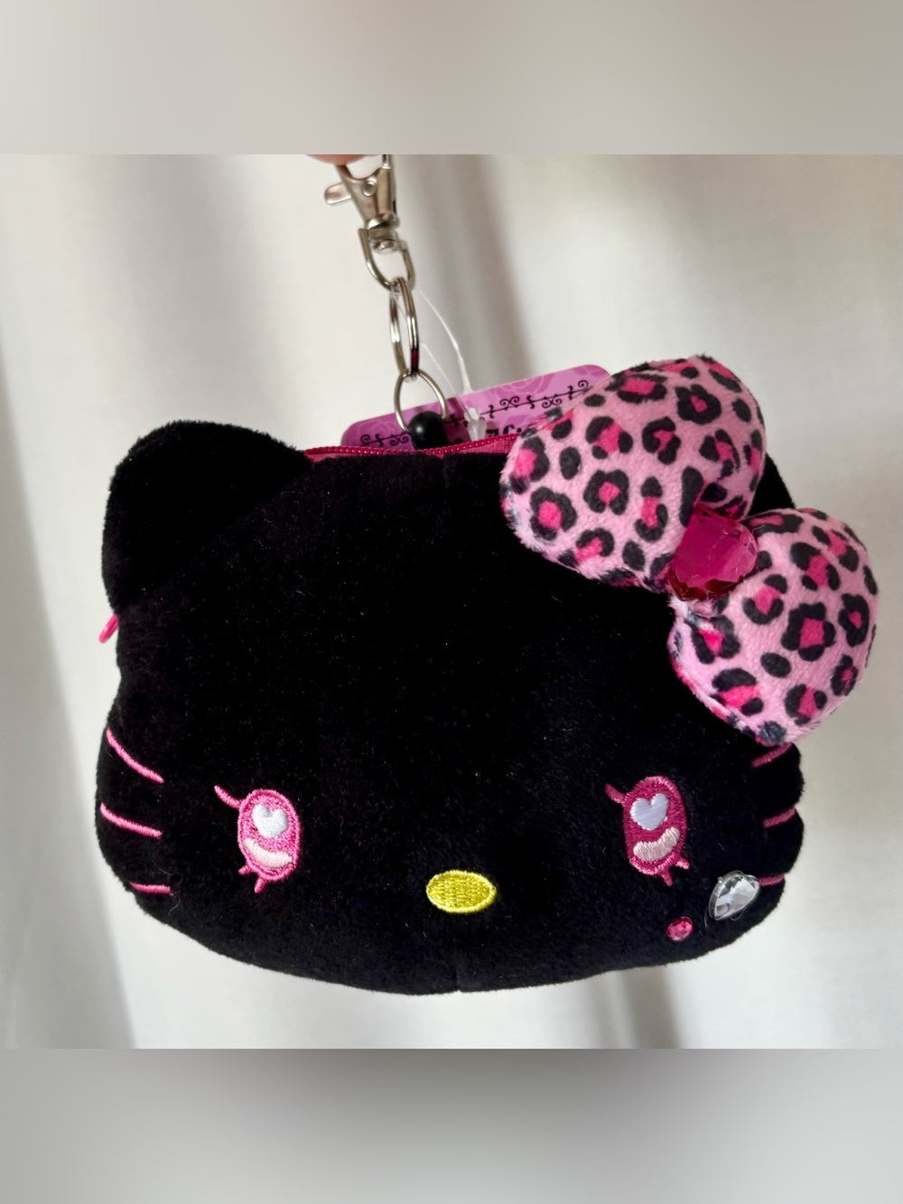 Hello Kitty Japan Exclusive Gyaru Series Plush Pouch Keychain w Leopard Bow NWT